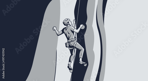 Active Person Ascends Indoor Climbing Wall with Determined Focus