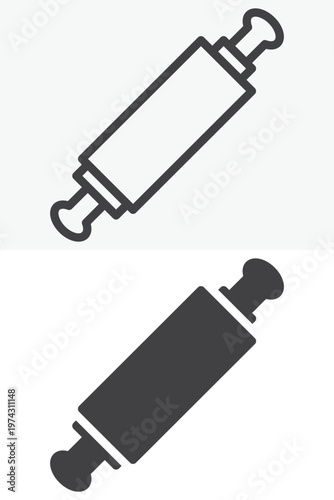 Cuadro en lienzo Rolling pin icon set in line and solid style