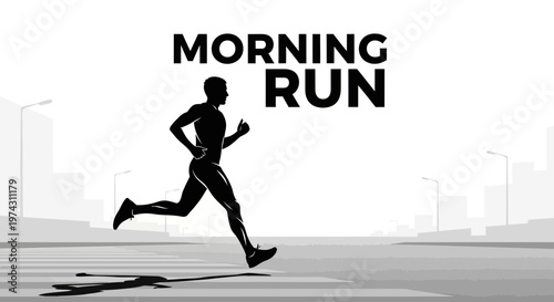 Active Athlete's Morning City Marathon Training Silhouette