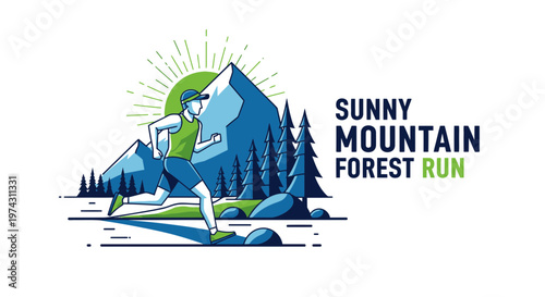 Active Runner Conquering Scenic Mountain Trails With A Bright Sun In The Background