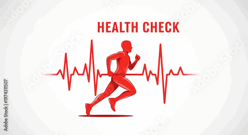 Active Runner Silhouette With Heartbeat Line Symbolizing Health Check