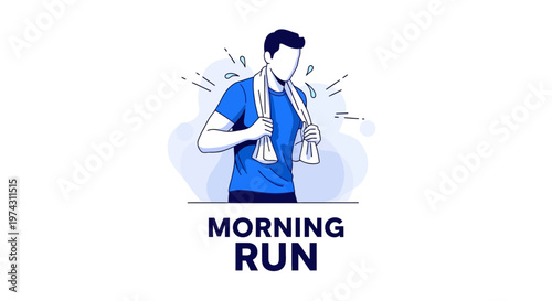 Active Male Athlete After Morning Run Refreshment