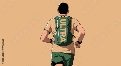 Active Runner With Hydration Pack During Outdoor Endurance Race