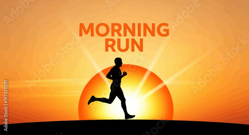 Active Silhouette Jogging At Dawn With Radiant Sunrise Behind Runner
