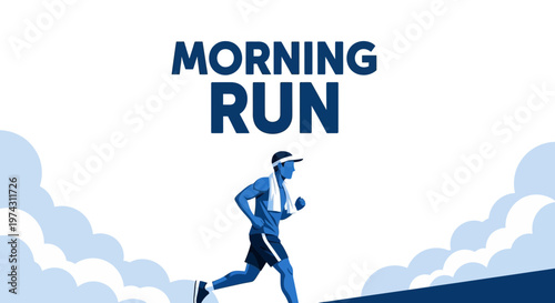 Active Man Enjoys A Refreshing Morning Run Energetic Lifestyle Concept