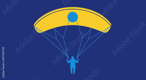 Adventure Descent Graphic Of Parachutist In Sky