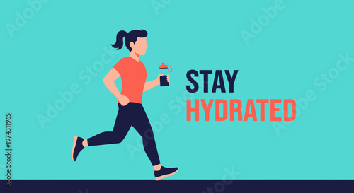 Active Woman Hydrating While Running Outdoor Fitness Motivation