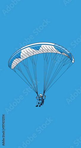 Adrenaline Filled Paragliding Adventure Against A Clear Blue Sky