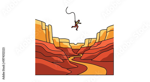 Adrenaline Rush Bungee Jumper Over Grand Canyon Cliffs Extreme Adventure