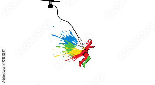 Adrenaline Rush Abstract Splatter Person Descending With Paint Burst