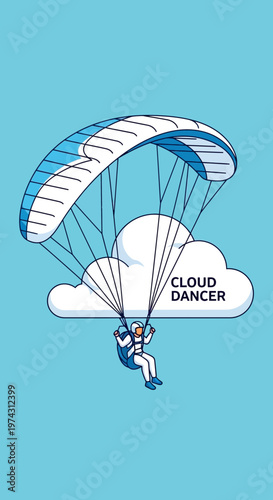Adventurous Cloud Dancer Soaring High With Parachute Adventure