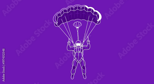 Adventuresome Skydiver Descending Underneath Canopy