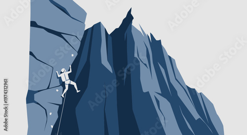 Adventurous Climber Ascends Majestic Mountain Peaks Summit Adventure