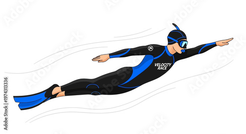 Agile Diver Propelled Through Water With Fins And Snorkel Gear