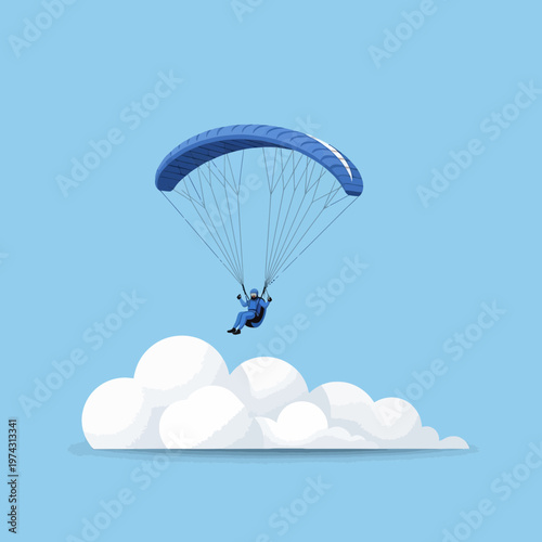 Adventurous Paraglider Soars Gracefully Amidst Fluffy Clouds