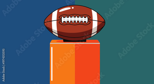 American Football Ball On A Tee Graphic Design Element