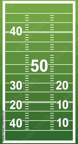 American Football Field Perspective Yard Lines Top View Green Background