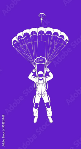 Adventurous Skydiver Descends Gracefully Under Open Parachute