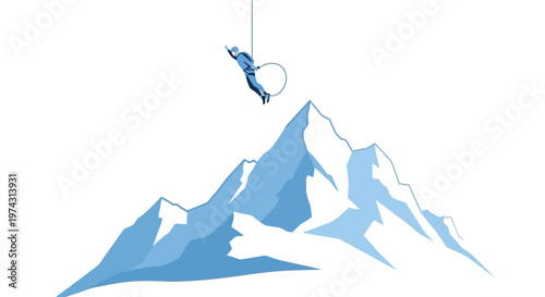 Aerial Acrobat Soars Above Snowy Mountain Peaks