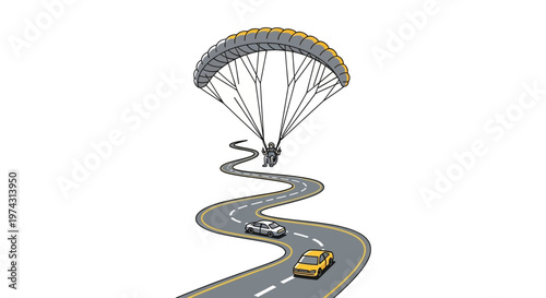 Aerial Adventure Meets Winding Road Journey Concept