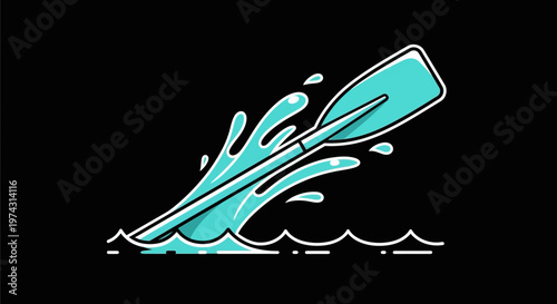 Aqua Paddle Motion Splash Dynamic Water Sport Illustration