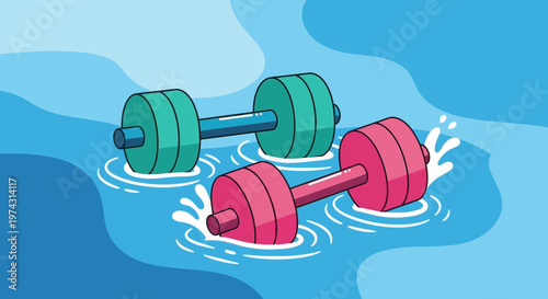 Aqua Fitness Dumbbells Floating Gracefully In Blue Water