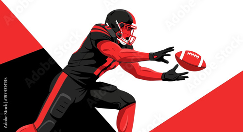 Aggressive Football Player Attempting A Spectacular Catch With Intensity And Athleticism