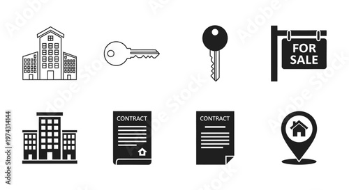 flat vector Real estate icons isolated on White Background vector background, vector illustration