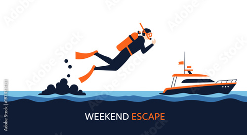 Aquatic Adventure Diver Jumps From Yacht For Underwater Exploration