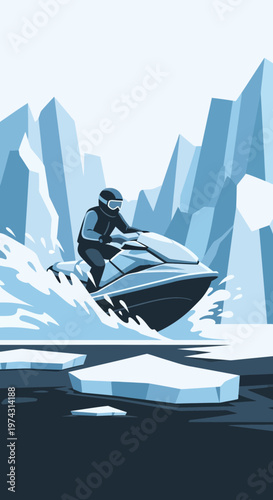 Arctic Adventure Jet Skiing Extreme Winter Fun Ride Through Ice Floes
