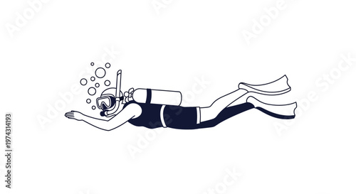 Aquatic Exploration A Solo Diver Navigates Underwater Depths