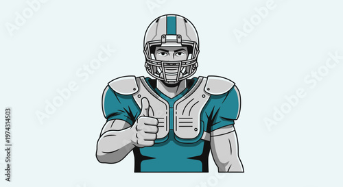American Football Player With Thumbs Up Gesture Approved