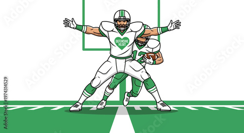 American Football Players In Action On Field