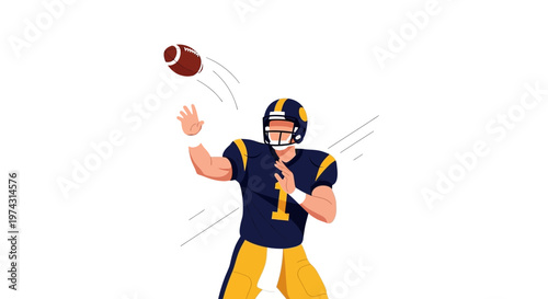 American Football Quarterback Throwing the Ball In Action Sport Illustration