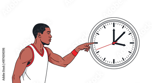 Athlete Demonstrating Time Management on a Clock