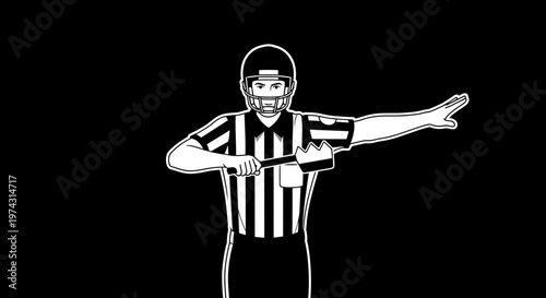 American Football Referee Signaling Penalty With Flag
