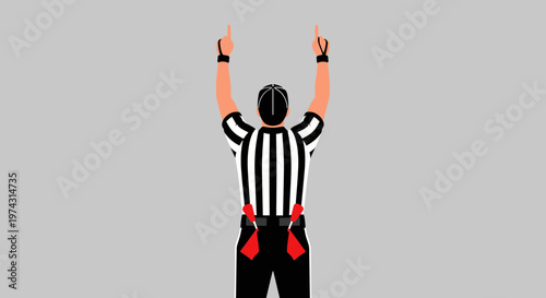 American Football Referee Signals Victory or Score