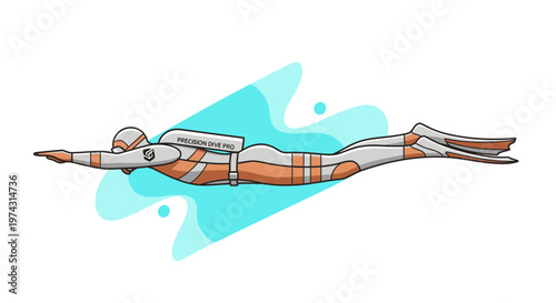 Athlete in Dynamic Dive Pose With Sleek Fins And Gear