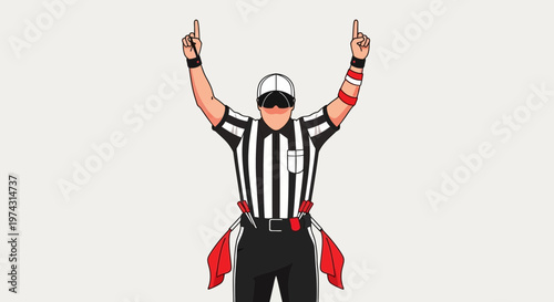 American Football Referee Signals Victory Touchdown Score Celebration