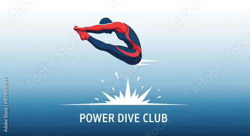 Athlete In Mid Air Performing Dynamic Dive Into Water Splash