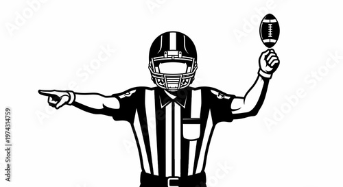 American Football Referee Signaling Penalties And Holding Ball