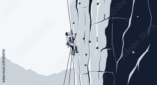 Ascending Rocky Summit With Determination And Skill