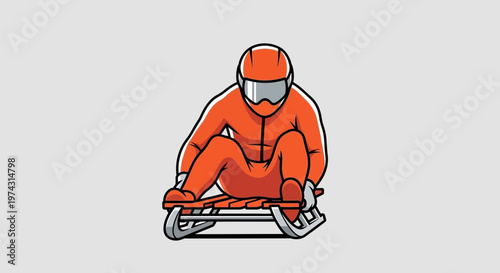Athlete In Sled Ready For Winter Sport Competition