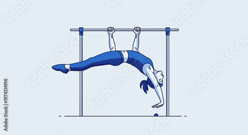 Athlete Performing Gymnastics Routine on Horizontal Bars Skillful Grace and Strength