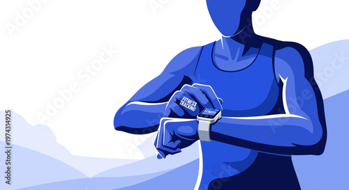 Athlete Monitoring Vital Statistics With A Smart Watch For Fitness Tracking Goals
