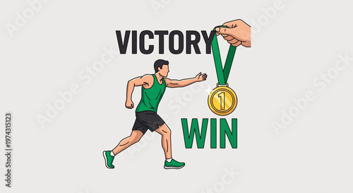 Athlete Reaches For Gold Medal Victory Celebrates Achievement On Track