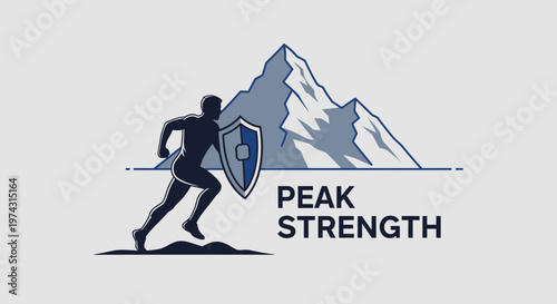 Athlete Reaching Summit Resilience Shield Peak Performance Symbolism