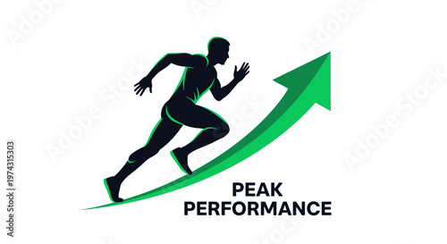 Athlete Ascending On Green Arrow Towards Peak Performance Success