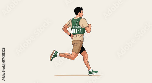 Athlete Running With Hydration Pack Trail Ultra Marathon Training