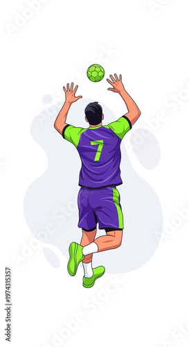 Athlete Serving Ball In Dynamic Jump Capturing Sports Moment